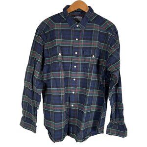 Panhandle Rough Stock Mens Size XL Blue Cotton Tartan Plaid Western Shirt Snaps